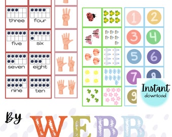Carte numerate per mollette, 1-10, attività centrale