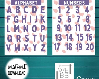 Poster ABC & 123 – Rosa/Viola