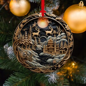 3D Christmas Ornament Sublimation PNG, 300 dpi, Instant Digital Download, Christmas Round Ornament PNG 3D Christmas Ornament Gold Christmas
