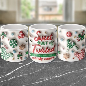 3D Inflated Christmas Mug Wrap, 11oz and 15oz Mug Sublimation Design, Sarcastic Holiday Puffy Mug Wrap PNG, Digital Download