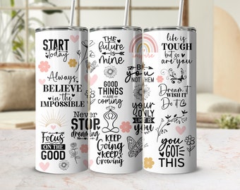 Emballage pour gobelet Affirmations PNG : 20 oz motif sublimation (téléchargement numérique)