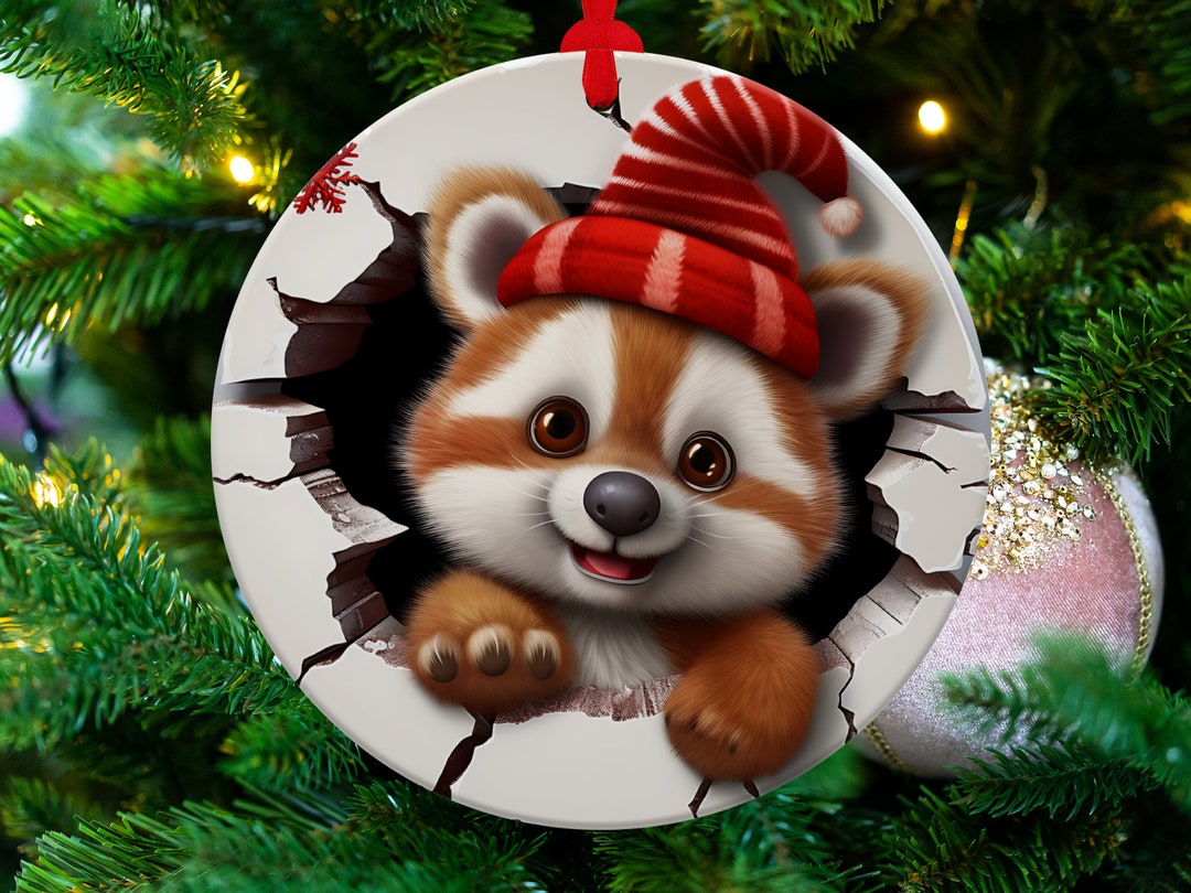 Ginger Panda Christmas Ornament Sublimation Design (PNG Digital ...