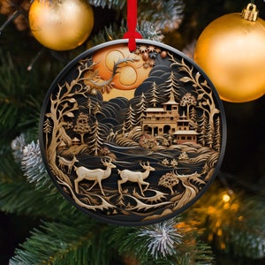 3D Christmas Ornament Sublimation PNG, 300 dpi, Instant Digital Download, Christmas Round Ornament PNG 3D Christmas Ornament Gold Christmas