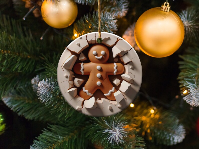 Gingerbread Man Christmas Ornament PNG: Festive Holiday Decor (digital ...