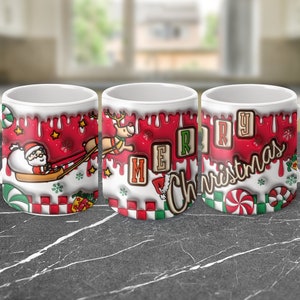 3D Inflated Christmas Mug Wrap, 11oz and 15oz Mug Sublimation Design, Sarcastic Holiday Puffy Mug Wrap PNG, Digital Download