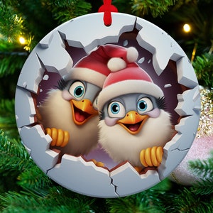 Christmas Ornament Sublimation PNG: Chicks Break Through (Digital Download)