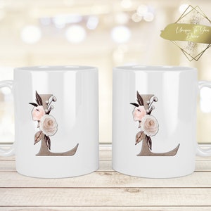 Your Initial, Boho inspired Floral Monogram Mug.