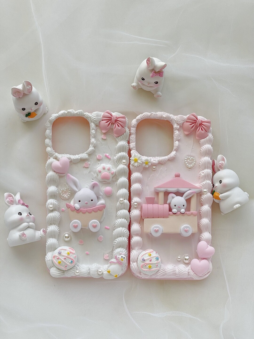 Light Pink Phone Case, Pink Phone Case, Rabbit Phone Case, Cute Phone