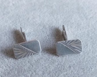 Vintage sterling silver rectangular engraved cufflinks
