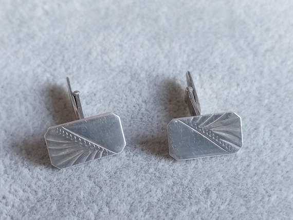 Vintage sterling silver rectangular engraved cuff… - image 1