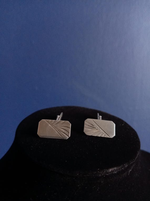 Vintage sterling silver rectangular engraved cuff… - image 15