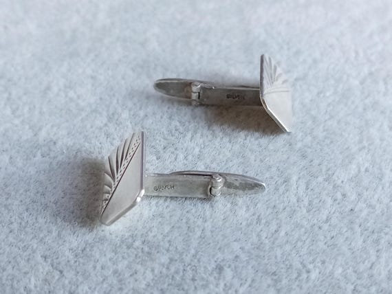 Vintage sterling silver rectangular engraved cuff… - image 6