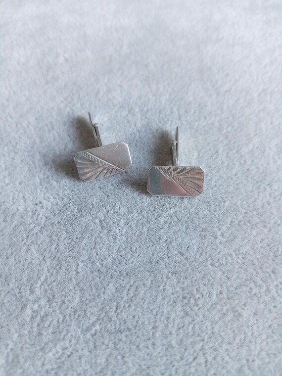 Vintage sterling silver rectangular engraved cuff… - image 13
