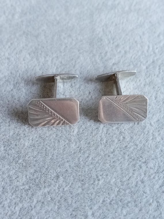 Vintage sterling silver rectangular engraved cuff… - image 11