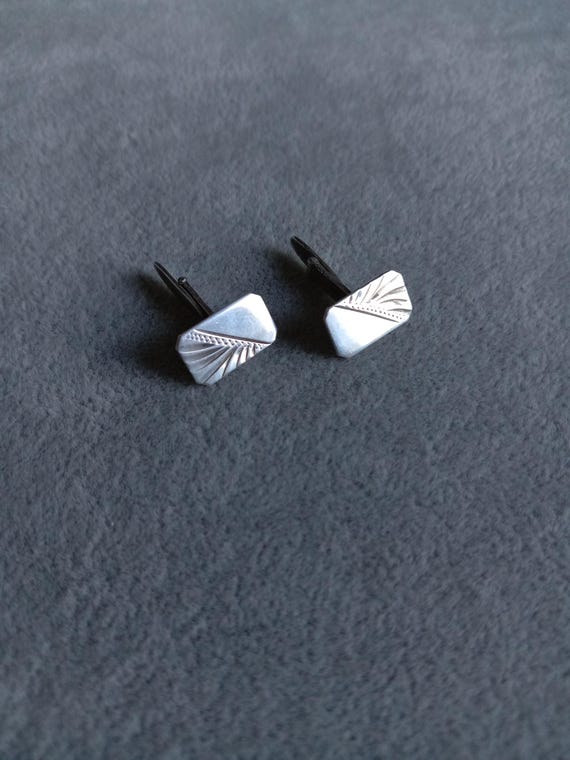 Vintage sterling silver rectangular engraved cuff… - image 9