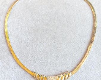 Vintage 1980s Pierre Cardin crystal and gold tone statement necklace