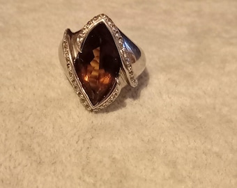 Vintage sterling silver and citrine statement ring