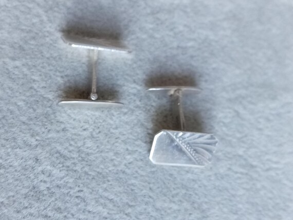 Vintage sterling silver rectangular engraved cuff… - image 5