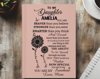 Diario personalizado para hijas, regalo de empoderamiento para hijas, regalo de cumpleaños de graduación escolar, cuaderno con citas inspiradoras