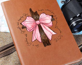 Christian Vegan Leather Journal, Proverbs 31:25 Gift, Prayer Notebook, Easter Gifts For Women
