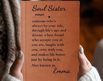 Custom Vegan Leather Journal: Soul Sister Gift, Personalized Notebook