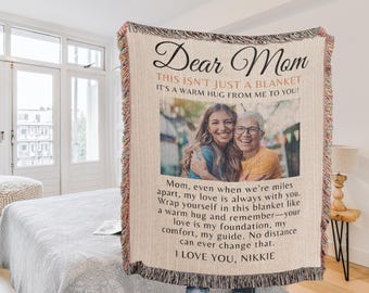 Custom Photo Blanket for Mom: 100% Cotton Woven Keepsake
