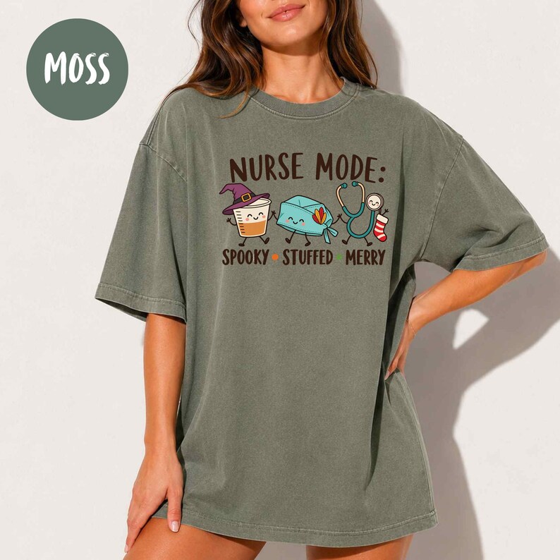 Funny Holiday Nurse Sweatshirt, Hallothanksmas Nurse Sweater, Comfort Colors Nurse Shirt, Halloween Thanksgiving Christmas Nurse Gift image 7