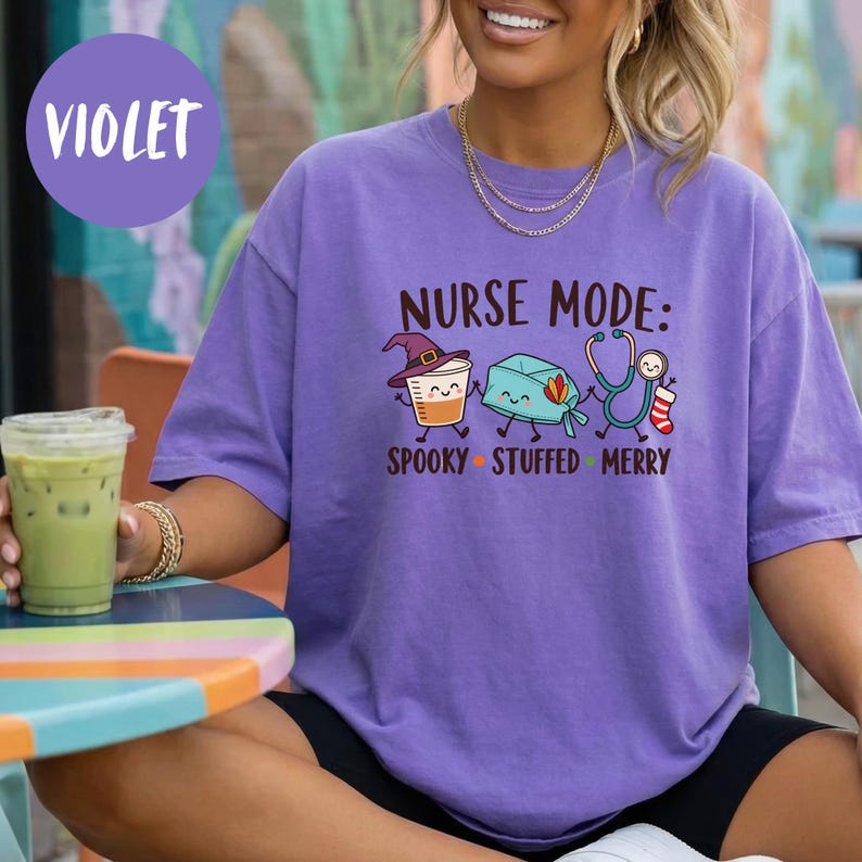 Funny Holiday Nurse Sweatshirt, Hallothanksmas Nurse Sweater, Comfort Colors Nurse Shirt, Halloween Thanksgiving Christmas Nurse Gift image 6