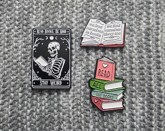 Book Lovers - Read Books - Lose Yourself in Books - Metal Enamel Lapel Pin