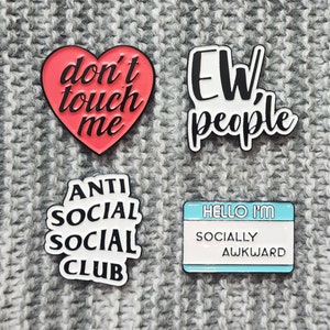 Antisocial Pins - Don't Touch Me Heart - Socially Awkward - Antisocial Social Club - Metal Enamel Lapel Pin