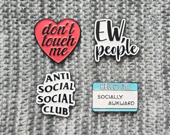 Antisocial Pins - Don't Touch Me Heart - Socially Awkward - Antisocial Social Club - Metal Enamel Lapel Pin
