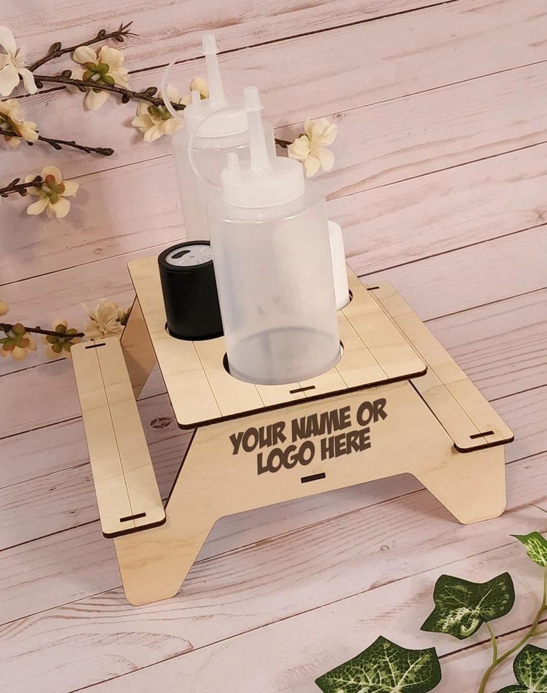 Wooden Picnic Table Condiment Caddy Etsy