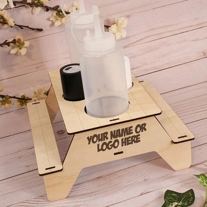 Wooden Picnic Table Condiment Caddy