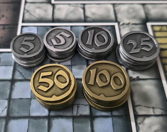 Metal Coins - Gold Tokens - For Use with HeroQuest - Set of 30