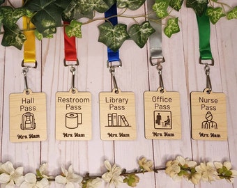 Hall Pass Set - Personalized Wooden Passes