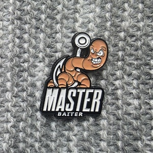 Master Baiter - Metal Enamel Lapel Pin - Funny Fishing