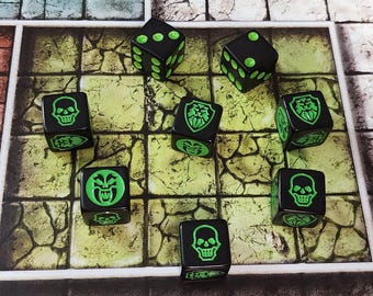 Dados de combate - Para usar con HeroQuest - Juego de 8 - Negro
