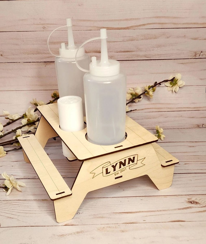 Wooden Picnic Table Condiment Caddy Etsy
