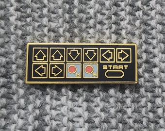 NES Controller Konami Code - Metal Lapel Pin - Contra