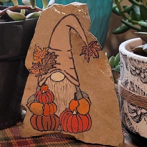 Gnome with Pumpkins / Painted Rock