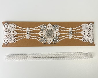 Lace Wedding Garter Set | Rhinestone Bridal Toss Garter Belt | Intricate Lace Garter Set | Beautiful Handmade Rhinestone Garter Belt