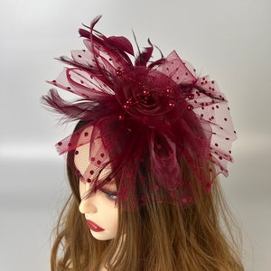 Sombrero fascinador de mujer de lunares con clip de cocodrilo y diadema / 8 colores disponibles / sombrero de iglesia / sombrero derby de Kentucky / sombrero de fiesta de té
