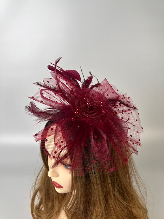 Beautiful Red Feathers Beads Fascinator Clip and Head Kentucky Derby Tea Party… Amazon.com : Needzo Fascinator for Women, Derby, The Oaks  main image 4