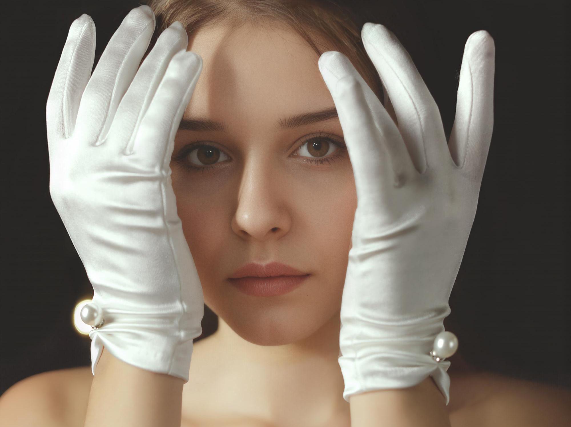 Guanti Da Sposa Pizzo Senza Dita Raso Sposa Guanti Matrimonio - Foto 10