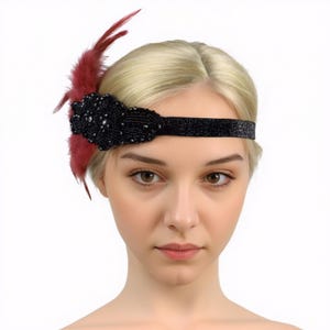 Rhinestone Feather Flapper Headband | Art Deco Roaring 20s Headpiece - Etsy