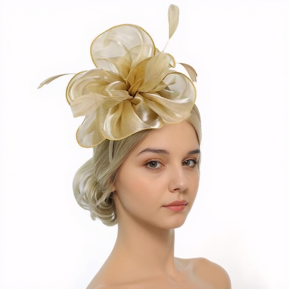 Handmade Sinamay Flower Fascinator, Kentucky Derby Hat, Tea Party Headpiece