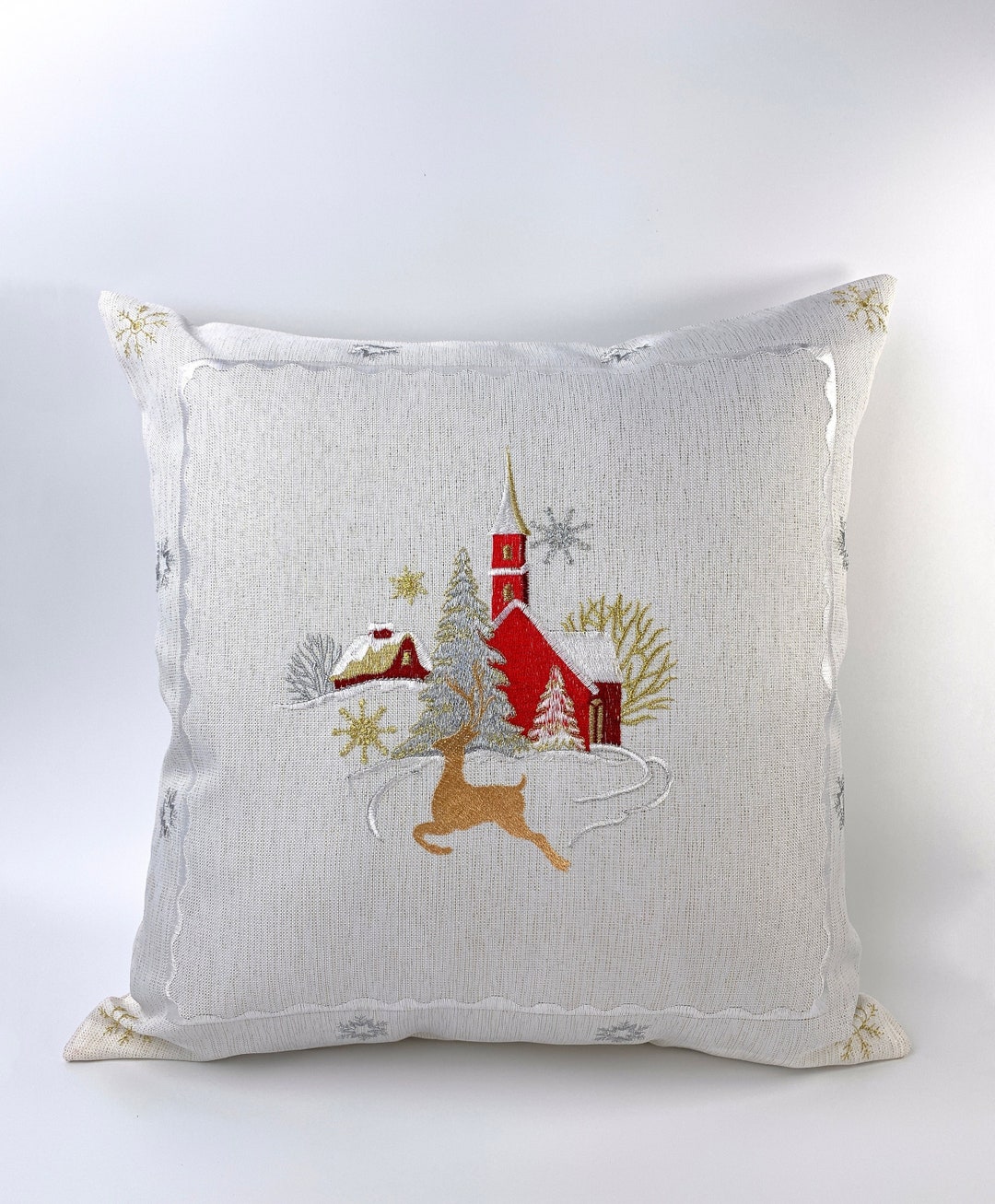 Eria Christmas Pillow Cover With Intricate Embroidered Holiday Etsy