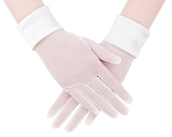 Sheer Gloves with Satin Wristband | Bridal & Formal Events