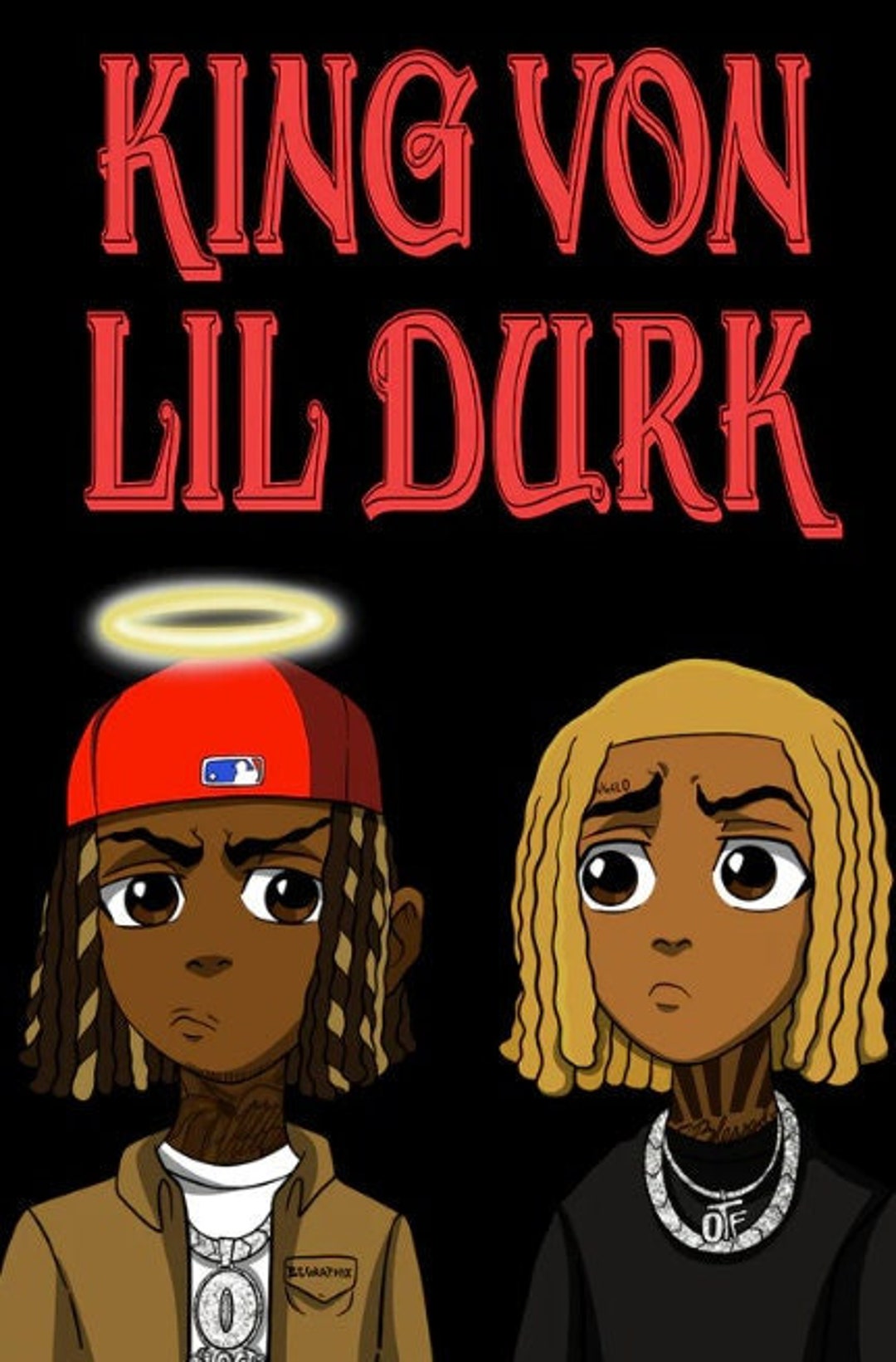 Lil Durk X King Von X Boondocks Poster High Quality Wall Art Etsy