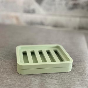 Two Piece Draining Soap Dish, Soap Saver Holder, Eco Friendly Zero Waste Bathroom Soap Dish, Color Customization, Plant Based Plastic Regular - Mint